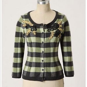 Anthropologie Karen Nicol Plaid Bead Sweater - M